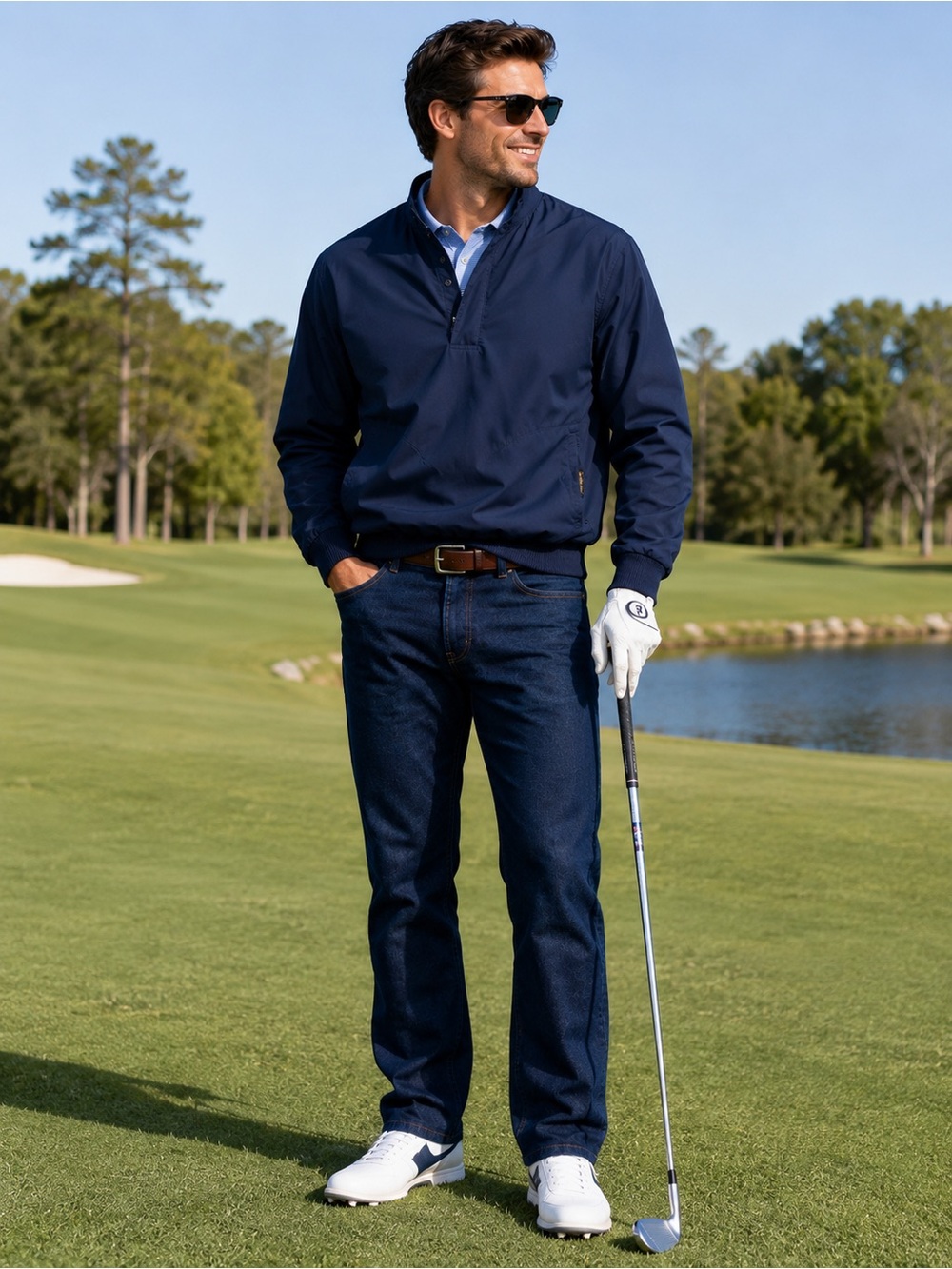 Zero Restriction Gore-Tex Men’s Medium Navy Golf Pullover Windbreaker Jacket